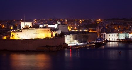 View of Vittoriosa and Dockyard Creek in night. Maltaの写真素材