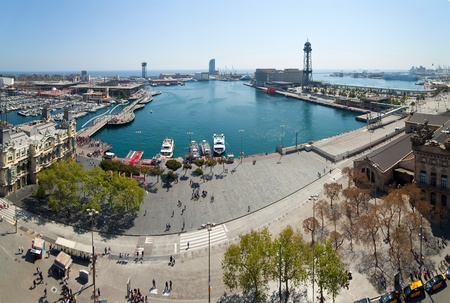 Top view of Barcelona from Columbus statue. Spainの写真素材