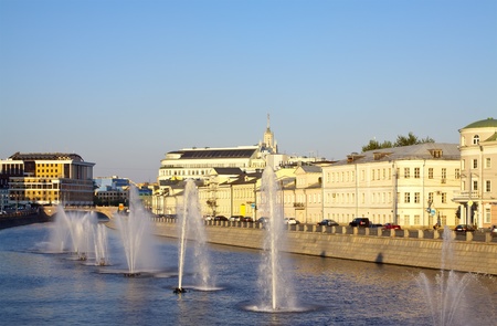 fountains in channel at Moscow centerの写真素材