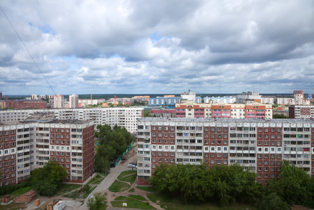 Panoramic view of residential district at Novosibirsk city. Russia