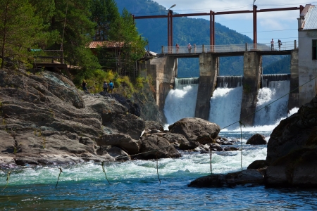 hydro-electric power station on Chemal, Altai, Siberia の写真素材