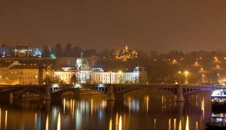 Night view of Prague from Charles bridge. Czech Republic のeditorial素材