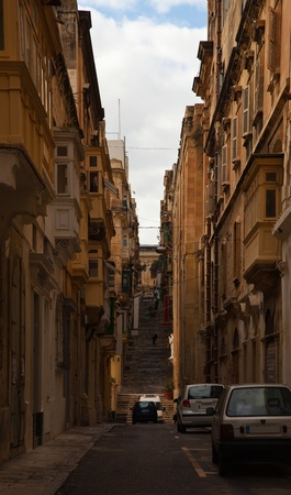 Street in an old European town (Valletta, Malta)のeditorial素材