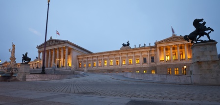 evening view of palace in Vienna, Austriaの写真素材