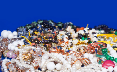 Close up of many differently jewellery background