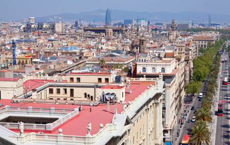 Top view of Barcelona from  Columbus Statue. Spain