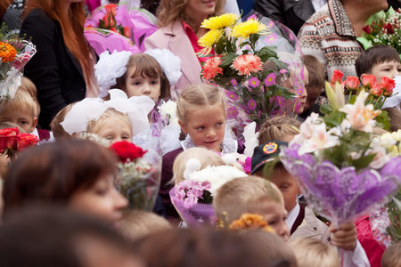 VLADIMIR, RUSSIA - SEPTEMBER 1: Day of Knowledge. First day in school. September 1, 2011 in...