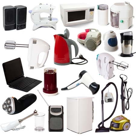 Set of  household appliances. Isolated on white background with shadowsの写真素材