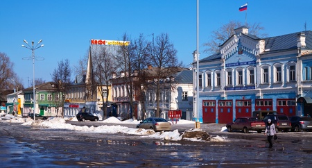 VYAZNIKI, RUSSIA - MARCH 25:  View of Vyazniki on March 25, 2012 in Vyazniki, Russia.In 1778, the decree of Catherine II Vyazniki receive the status of county town. The ancient center of flax processing industry. Population: 41,252 (2010 Census)のeditorial素材