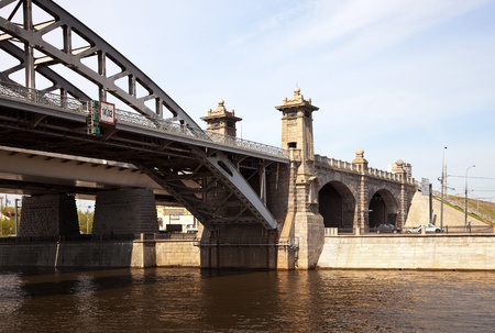 View of Moscow. Luzhnetskiy bridge. Russiaのeditorial素材