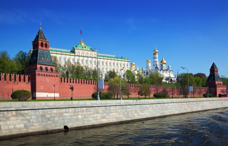 Kind to the Moscow Kremlin from Moskva River. Russiaのeditorial素材