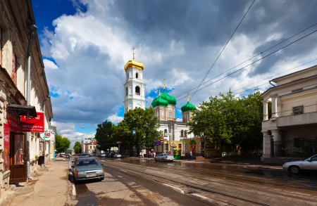 NIZHNY NOVGOROD, RUSSIA - JULY 19: Ilinskaya street in old area in July 19, 2012 in Nizhny Novgorod, Russia.City was founded in 1221, now is fifth largest city in Russia with population of 1,250,615のeditorial素材