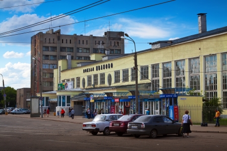 IVANOVO, RUSSIA - JUNE 27:  Architecture of the USSR period - Old Railway station on June 27, 2012 in Ivanovo, Russia. The building of the railway station was built in the years 1931-1933のeditorial素材