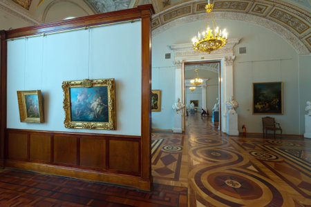 ST.PETERSBURG, RUSSIA - AUGUST 1: Interior of State Hermitag in August 1, 2012 in St.Petersburg, Russia. State Hermitage was founded in 1764. Now it is largest in Russia and one of largest art museumsのeditorial素材