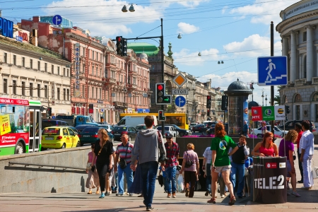 ST.PETERSBURG, RUSSIA - AUGUST 3: Nevsky Prospect in August 3, 2012 in St.Petersburg, Russia. Prospect came shortly after founding of city in 18th century. Now it is main street, length of 4.5 kmのeditorial素材