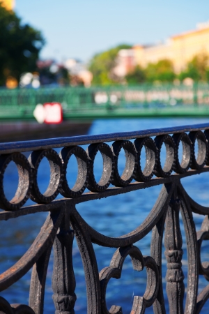 View of St. Petersburg.  Fence at Embankment of Moyka River
の写真素材