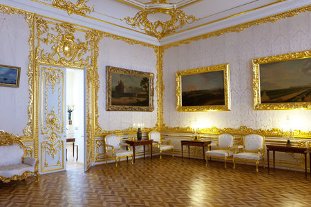 ST.PETERSBURG, RUSSIA - AUGUST 2: Interior of Catherine Palace in August 2, 2012 in St.Petersburg,...