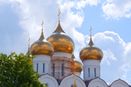 Domes of Assumption cathedral at Yaroslavl in summer. Russiaの写真素材