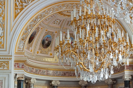 ST.PETERSBURG, RUSSIA - AUGUST 1: Chandelier in Hermitage in August 1, 2012 in St.Petersburg, Russia. State Hermitage was founded in 1764. Now it is largest in Russia and one of largest art museumsのeditorial素材