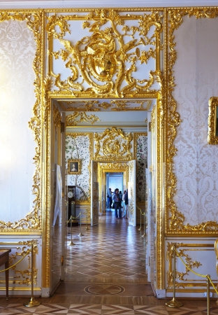 ST.PETERSBURG, RUSSIA - AUGUST 2: Interior of Catherine Palace in August 2, 2012 in St.Petersburg, Russia. The former imperial palace.  Building is laid in 1717 on orders of Catherine I. Now a museumのeditorial素材