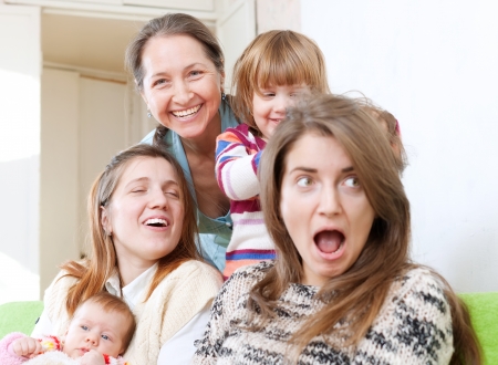  Happy women of three generations in homeの写真素材
