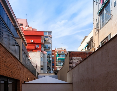 Yard of house at Rafael de Casanova street in Badalonaのeditorial素材