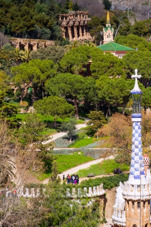 BARCELONA, SPAIN - MARCH 12: Park Guell in March 12, 2013 in Barcelona, Spain. Park was designed by Gaudi and built in 1900 to 1914, as luxury residential district. Now it is municipal garden
のeditorial素材