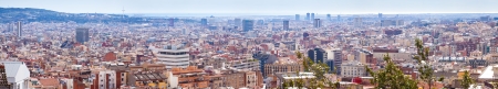 Top panoramic view of residence district in Barcelona, Spainの写真素材