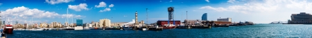 Panorama of Port Vell and La Barceloneta district in Barcelonaの写真素材