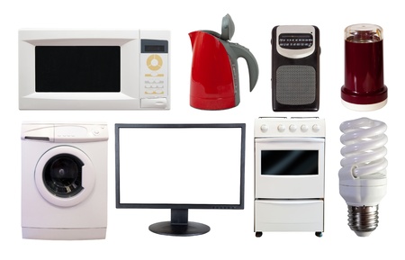 Front view set of  household appliances. Isolated on white background  の写真素材