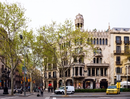 BARCELONA, SPAIN - APRIL 8: Casa Lleo Morera in April 8, 2013 in Barcelona, Spain. Was built in 1902â1906 by Catalan architect Domenech i Montaner, Catalan modernism styleのeditorial素材