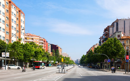BARCELONA, SPAIN - JUNE 11: Avinguda Meridiana in June 11, 2013 in Barcelona, Spain. Originally planned  in 1859 to be one of the two most important thoroughfares in cityのeditorial素材
