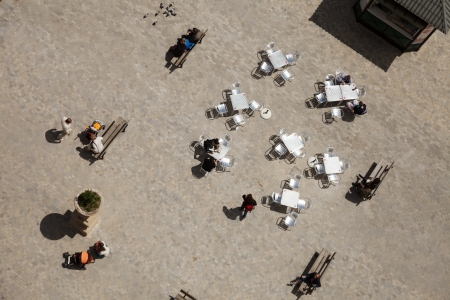 BARCELONA, SPAIN - MAY 18: Top view of cafe at Tibidabo Amusement Park in May 18, 2013 in Barcelona, Spain. Park area of 70,000 square meters and is  oldest amusement park in Spainのeditorial素材