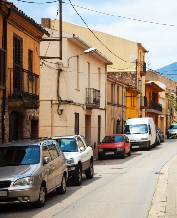 street in Catalan village  Breda, Spainのeditorial素材