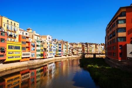 View of river Onyar in Girona. Catalonia, Spain の写真素材