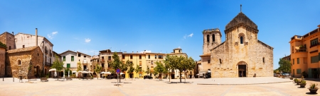 Panorama of Besalu. Church of Sant Pere was consecrated in 1003. Catalonia の写真素材