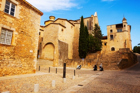 View of Girona - Plaza de Sant Domenec  Cataloniaのeditorial素材