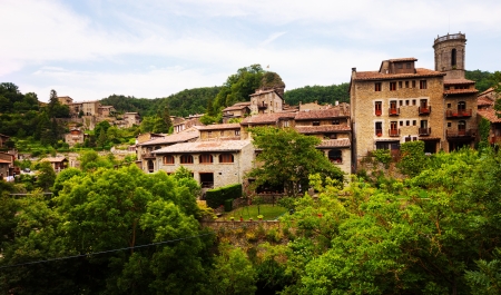 General view of catalan village in Pyrenees. Rupit. Cataloniaの写真素材