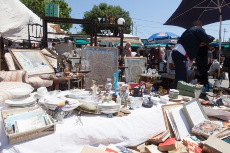 BARCELONA, SPAIN - JUNE 14  Encants Vells flea market in June 14, 2013 in Barcelona, Spain  It is one of the oldest markets in Europe, has been known since the 14th centuryのeditorial素材