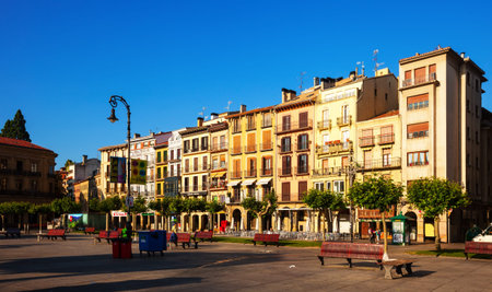 PAMPLONA, NAVARRE - JULY 5:  Plaza del Castillo in July 5, 2013 in Pamplona, Navarre.Square is located in the historic part of  city のeditorial素材