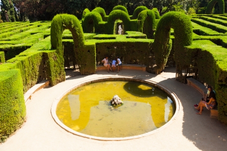 BARCELONA, SPAIN - SEPTEMBER 4: Labyrinth at Labyrinth Park of Horta in September, 2013 in Barcelona, Spain.The park was founded in 1791, now - one of the city parksのeditorial素材