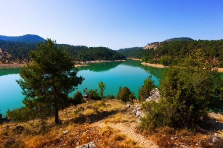 landscape with mountains lake. Cuenca, Spainの写真素材