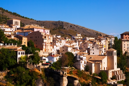 Picturesque view with residence houses in Cuenca. Castilla-La Mancha,  Spainの写真素材