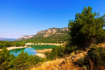 horizontal landscape with mountains lake. Cuenca, Spainの写真素材