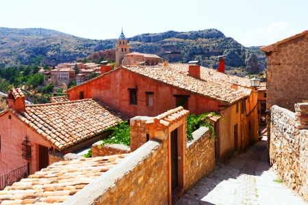 picturesque residence stony houses in Albarracin.  Aragon. Spainの写真素材