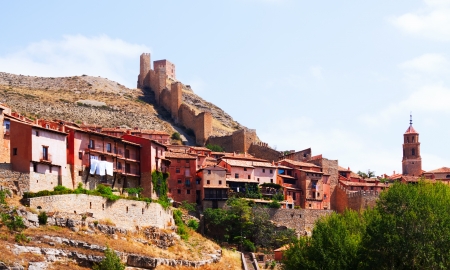 View of Albarracin with old fortress wall. Aragonのeditorial素材