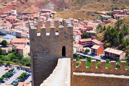 ancient fortress wall in Albarracin. Aragon, Spainのeditorial素材