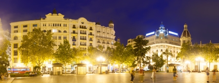 view of Placa del Ajuntament in evening. Valencia, Spain    の写真素材