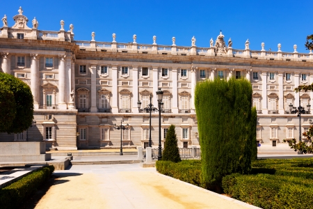 View of Madrid. Main facade of Royal Palace in day timeのeditorial素材