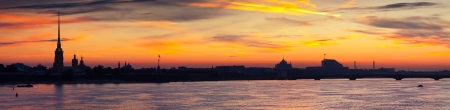 Panorama of St. Petersburg. Peter and Paul Fortress in summer morningの写真素材